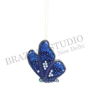 บราซีล สตูดิโอ งานแฮนด์เมด ผลิตภัณฑ์รักษ์โลก ผ้ากำมะหยี่ ผ้าซาติน ประดับลูกปัด ปักลาย ตกแต่งต้นคริสต์มาส ขนาด 4 นิ้ว 10 ซม. ผลิตตามสั่ง สีทอง จากโรงงาน - Product Image 4