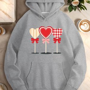 Three <b>heart</b> shaped <b>lollipops</b> in a row women's casual hoodies - Product Image 3