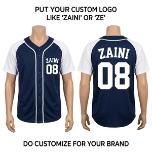 เสื้อเบสบอลยูนิเซ็กซ์ผ้าโพลีเอสเตอร์อินเตอร์ล็อคพรีเมียม 180 GSM สีขาวลายเส้น  พร้อมปักโลโก้ด้วยความร้อน  ติดกระดุมด้านหน้า สำหรับทีม - Product Image 1
