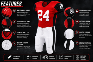 Ensemble d'uniformes de football américain personnalisés de haute qualité, unisexe, adultes, respirant, style vintage, maillot et pantalon sublimés - Product Image 5