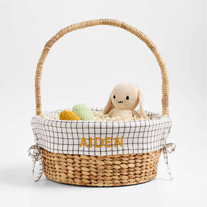 Panier de rangement en jacinthe d'eau naturelle, fabriqué à la main au Vietnam, équipé de poignées et doté d'un design et d'une taille personnalisables via OEM/ODM. - Product Image 1