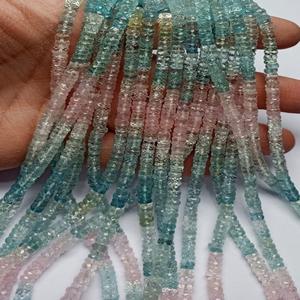 Cuentas de Aguamarina Natural Multicolor de Alta Calidad, Corte Facetado/Formato de Neumático, Tamaño 5-5.50mm, Certificadas por M.Y.GEMS Aigs, para Joyería - Product Image 1