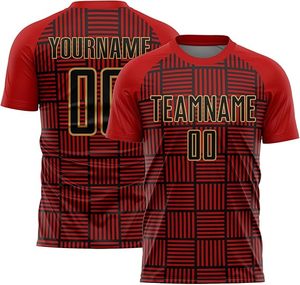 Conjunto de Camiseta de Fútbol Personalizada con Rayas Rojas y Negras para Hombre, Manga Corta, Absorbe la Humedad, Ajuste Atlético, para Toda Temporada - Product Image 4