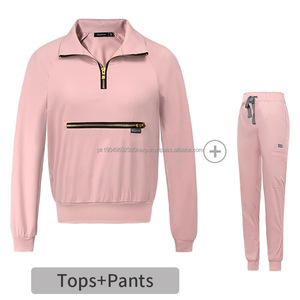 Conjuntos de pantalones y sudaderas para correr al mejor precio, uniformes de hospital con logotipo personalizado elástico, conjuntos de uniformes médicos de manga larga para mujer - Product Image 4