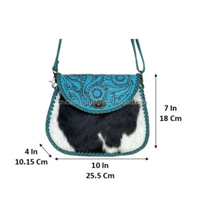 Sac bandoulière en cuir de vachette fait main avec motif floral, style bohème vintage, parfait pour les femmes - March Expo 2026 - Product Image 2