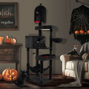 Árbol para Gatos Estilo Gótico con 2 Condominios para Gatos y Cama en Forma de Ataúd para Gatos de Interior - Product Image 6