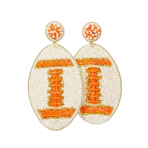 Cute Handwork Beaded <b>Football</b> Embroidery Game Day <b>Earring</b> Beautiful Designer Luxury Fancy Trendy Choice Premium Top For Girl - Product Image 1