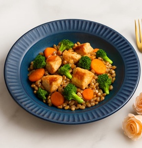 Luxury Stoneware Pasta & Salad <b>Plate</b> Premium Blue Fluted <b>Ceramic</b> Pasta <b>Plate</b> Stoneware Wide Rim Dinner Bowl - Product Image 1