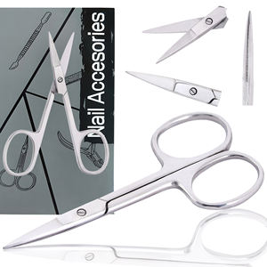 Ciseaux à cuticules à pointe fine emballés pour la vente au détail, en acier inoxydable, ciseaux de précision pour ongles avec étui zippé en PVC, ciseaux de manucure de qualité supérieure - Product Image 5