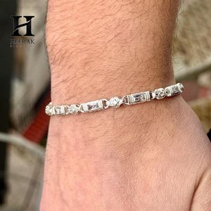 Pulsera de Lujo de Oro Blanco de 14K con Diamantes Alternados, Pulsera de Eslabones con Diamantes Cultivados en Laboratorio de Múltiples Formas (Baguette, Redondos, Marquesa) - Product Image 1