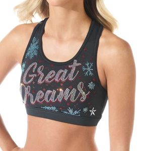 Ensemble de costume athlétique pour femmes avec strass, haut court et short scintillants, vêtements de danse extensibles pour performance de cheerleading - Product Image 5