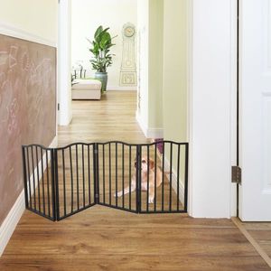 Cancelletto per Cani Autoportante Pieghevole in Legno Marrone a Arco per Porte e Scale - Non Supportato da Struttura, per Animali Domestici e Recinti - Product Image 2
