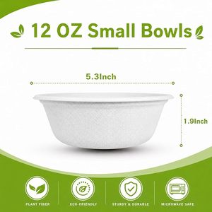 Tazones de Papel de Bagazo Compostables de 12 Oz, Recipientes Desechables Ecológicos para Alimentos, para Llevar, Bodas, Fiestas, Campamentos, Aptos para Microondas - Product Image 3