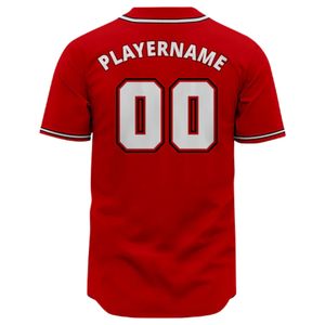 Maillot de baseball rouge personnalisé avec nom d'équipe et numéro 00, uniforme de softball à motif uni - Product Image 3