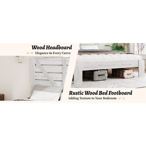 Base letto matrimoniale in legno grande e silenziosa con testiera, facile da montare, senza bisogno di rete a molle, con contenitore - Product Image 3