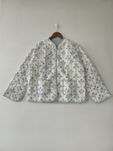 New Printed <b>Jacket</b>, Cotton <b>Quilted</b> Handmade Cotton Floral <b>Jacket</b> Reversible Strip <b>Quilted</b> Cotton <b>Jacket</b> Party Wear - Product Image 1