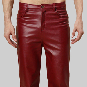 กางเกงหนังลำลองผู้ชายคุณภาพสูงขายส่ง เอวยางยืด-หนังแท้ 100% แฟชั่นฤดูหนาว - Product Image 2