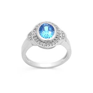 Anillo de Plata de Ley 925 con Topacio Azul Suizo Natural, Joyería Hecha a Mano con Piedras Preciosas, Elegante Regalo para Ella, Anillo de Compromiso - Product Image 2