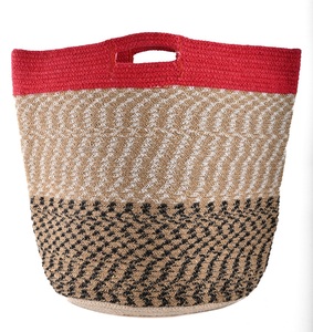 Cesta de Yute Tejida con Tapa Roja y Diseño de Caramelos, Estilo Moderno, Ecológica, Portátil, con Cierre Abierto, Capacidad de hasta 1L, para Uso Diario - Product Image 1