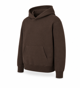 Sweat à capuche homme en molleton de coton épais, coupe droite, couleur taupe, sans cordon de serrage, épaules tombantes, poche, séchage rapide, vente en gros - Product Image 3