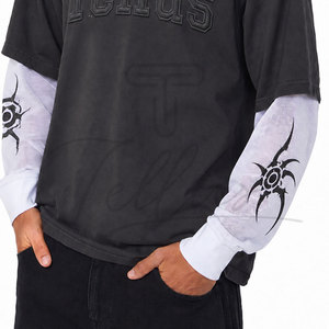 Camiseta de manga larga doble de alta calidad para hombre, de algodón, de doble capa, extragrande. - Product Image 4