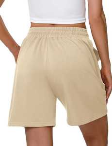 Shorts pour femmes à prix de gros, taille haute, en coton, brodés sur mesure - Product Image 6