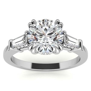 Round Cut Moissanite <b>Ring</b> 925 Sterling <b>Silver</b> White Gold Plated <b>Solitaire</b> Engagement <b>Ring</b> Elegant Bridal Wedding Promise <b>Ring</b> - Product Image 1