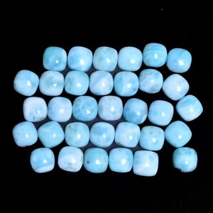 Cabochons de pierres précieuses en Larimar naturel poli, forme coussin, 10 mm, pierres précieuses en Larimar dominicain, pierres lâches pour la fabrication de bijoux - Product Image 6