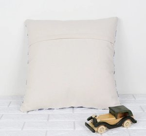 Funda de Cojín Cuadrada Moderna de Algodón TNT Natural Chembrey con Bordado de Rayas Azules, Tejida a Mano, para Decoración del Hogar y Sofá - Product Image 2