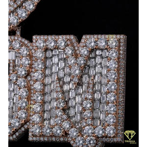 Luxury " OSM " <b>Letter</b> Necklace Moissanite Diamond Pendant Hip Hop Jewelry Custom Baguette Chain Gift - Product Image 4