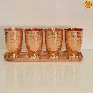 Radhe Enterprises Premium Quality Classic Eco-Friendly <b>Copper</b> Hammer <b>Cups</b> 250ml with Lids Customized Home Office - Product Image 1