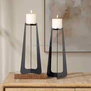 Modern Style Matte <b>Black</b> Iron Pillar Candle Holder Nordic Minimalist Metal <b>Candlestick</b> Stand For Home Decoration & Weddings - Product Image 2