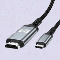 Kabel Konverter USB C ke HDMI 4K 60Hz 1,2M Custom OEM Grosir, Kabel Video Kepang untuk Laptop, Ponsel, Monitor, TV, Layar Proyektor
