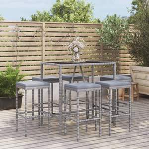 Conjunto de Bar para Jardín Gris con Tablero Negro, Muebles Elegantes para Patio - Product Image 1