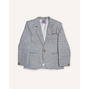 เสื้อเบลเซอร์เด็กผู้ชายลายทางสีขาวกรมท่า - Product Image 2