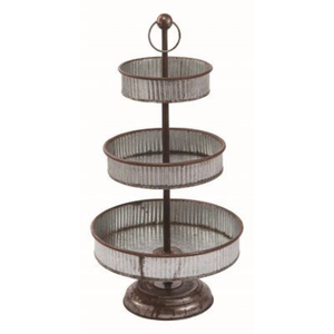 Modern Farmhouse Tiered <b>Cake</b> Stand Galvanized Steel 3-<b>Tier</b> Tray for Wedding Party Displays and Home Decor Round Dessert Tower - Product Image 3