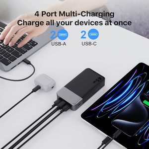 พาวเวอร์แบงค์ 45W ชาร์จเร็ว 20000mAh สำหรับแล็ปท็อป อุปกรณ์จำเป็นสำหรับการเดินทาง พร้อมพอร์ต USB-C Input & Output - Product Image 4