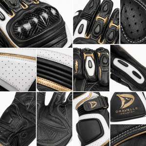 Guantes de Carreras DRAVELLE INDUSTRY de Dedo Completo, Cuero Vacuno, Protección de Palma de Fibra de Carbono, Cierre de Hebilla, Unisex, para Motociclismo - Product Image 5