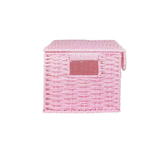 Handmade Paper Rope Pink <b>Storage</b> Box With Scalloped Lid Wicker Organizer <b>Basket</b> Nursery <b>Toy</b> <b>Storage</b> Decorative Box Wholesale - Product Image 4