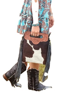 สุดยอดกระเป๋าถือของผู้หญิงกระเป๋าหนังแท้ทำมือที่มีดีไซน์หนังวัวสไตล์ตะวันตก - Product Image 2