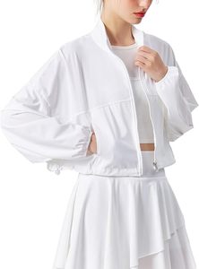 Women's UPF 50+ Sun Protection Cropped Zip Up <b>Jackets</b> for Athletic <b>Workout</b> Running Cool Feeling - Product Image 4