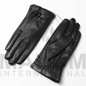 Guantes de Cuero Negros de Invierno para Mujer, de Lujo, con Forro Suave, en Oferta - Product Image 3