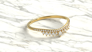 Anillo de compromiso y boda de lujo en oro de 18 quilates con diamante redondo en forma de V, anillo solitario apilable, joyería fina para mujer - Product Image 3