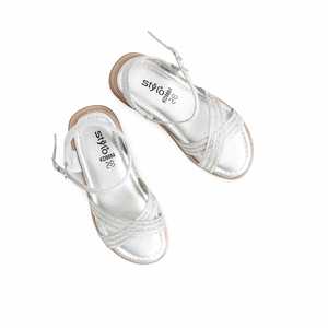 Sandalia Tacón Niña KD9884 Zapato Formal Plateado - Product Image 1