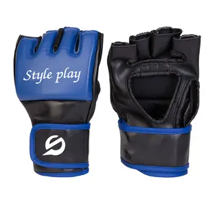 นวอวา ถุงมือ MMA สำหรับศิลปะการต่อสู้ ถุงมือฝึกซ้อมมวย  บุนวมป้องกันข้อนิ้ว หนังเทียม ปิดด้วยแถบตีนตุ๊กแกเพื่อรองรับข้อมือ - Product Image 1