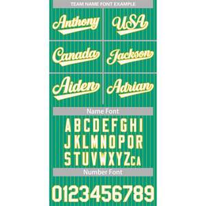 Camiseta de béisbol a rayas personalizada con botón de camiseta con nombre personalizado y número rayas verdes/amarillas para hombres/mujeres/jóvenes-29" - Product Image 5