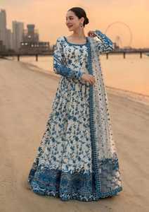 ชุดส่าหรีผ้าฝ้ายลายดอกไม้สีน้ำเงินแบบดั้งเดิมสำหรับผู้หญิง ความยาวระดับเข่า ทรงหลวม สไตล์ชาติพันธุ์ อินเดีย ปากีสถาน สำหรับงานแต่งงาน งานปาร์ตี้ ฤดูร้อน - Product Image 5
