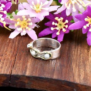 Bague en argent sterling 925 avec perle d'eau douce sertie clos, bijou tendance fait main avec pierre précieuse, cadeau idéal pour le port quotidien (pierre de naissance de juin) - Product Image 3