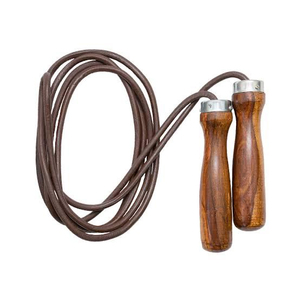 Cuerda de Saltar Profesional de Alta Calidad con Mango de Madera y Cuero Vacuno, Negra, Unisex, para Gimnasio, Fitness y Fisicoculturismo - Product Image 6