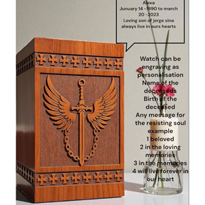 Wooden Urn <b>Box</b> with Hinged Lid Design Classic Brown Wooden Urn for <b>Memorial</b> by AYAANS - Product Image 2